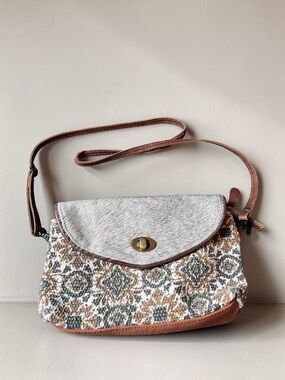 Myra USA western cowhide and canvas crossbody purse